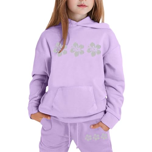 Chándal para niña con capucha suave conjunto de sudadera y pantalón