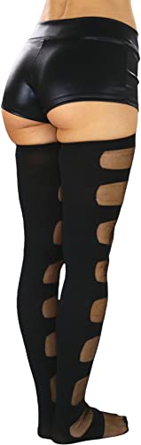 Image of ToBeInStyle Women's Vibrant Horizontal Wide Striped Thigh High Stockings