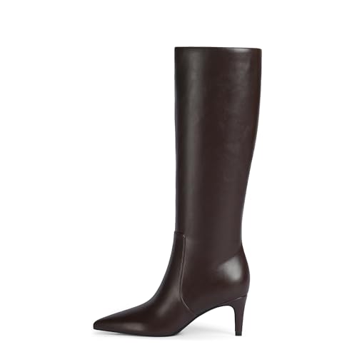 Image of QIY Kitten Heel Knee High Boots for Women Fall Tall Boots | Stylish Pointed Toe, Low Heel For All-Day Comfort, Zipper For Easy On & Off, Ideal For Fall & Winter
