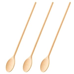 MrWoodware 16 Inch Wooden Spoons for Cooking Set of 3 Long Handle Oval Wooden Spoon for Mixing Stirring Tasting Kitchen Wooden Utensils For Cooking and Crafts Personalized Wood Burning