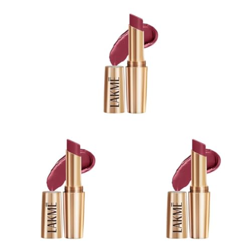 Image of LAKME Powerplay Priming Matte Lipstick, Smooth Matte Finish, Lightweight Lipstick, Smudgeproof, Lasts 16hrs, Hydrates Lips, Maroon Mix, 3.6g (Pack of 3)
