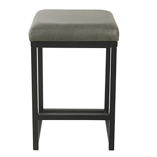 Homepop Home Decor | Modern 24-Inch Counter Stool | Backless Metal Frame Bar Stools Counter Height | Decorative Home Furniture, Gray Faux Leather #TOP13