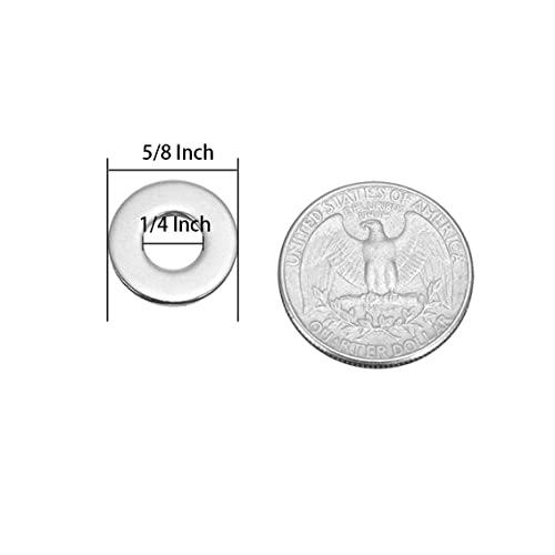 Image of 1 /4 inch Stainless Flat Washer, 5 /8 inch Outside Diameter, 18-8(304) Stainless Steel Washers Flat (100 Pack)