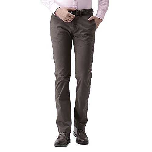 Image of Celio Brown Solid Straight Fit Chinos