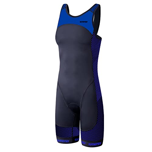 Synergy Tri Suit Women's One Piece Open Back Trisuit (Black/Ocean, Large)