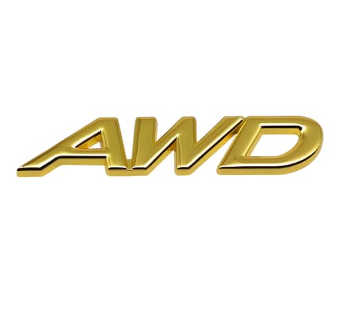 Image of 1x Metal AWD Letter Logo Emblem Badge Fits for Auto Car Trunk Large All Wheel Drive Decals (Gold)