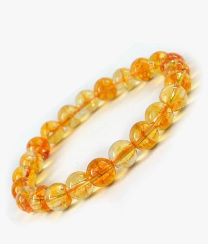 Image of Natural Citrine Crystal Bracelet for Men & Women - 8mm Yellow Citrine Gemstone Bead Bracelet for Wealth, Prosperity, Success, Reiki, Chakra Healing, Meditation & Positive Energy (Pack of 1)