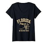 Photo Gallery donna abbraccia il motto sunshine state florida design maglietta con collo a v Photo Gallery donna abbraccia il motto sunshine state florida design maglietta con collo a v
