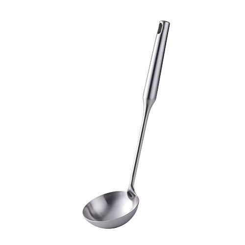 Soup Ladle, BuyGo Stainless Steel Soup Pan Ladle Cooking Utensils Serving Soup Spoon with Matte Polish, Heat Resistant & Dishwasher Safe