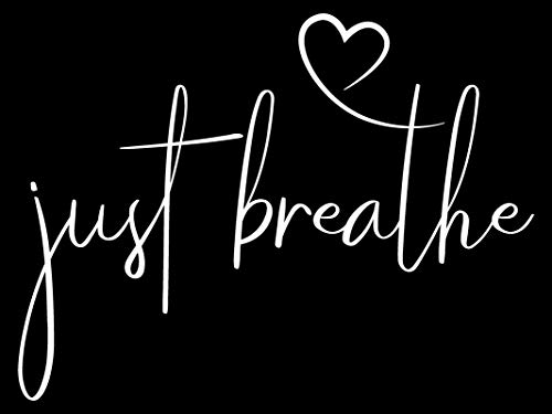 Autocollant vinyle Just Breathe Heart NOK blanc 17x12 cm pour déco voiture et ordinateur portable