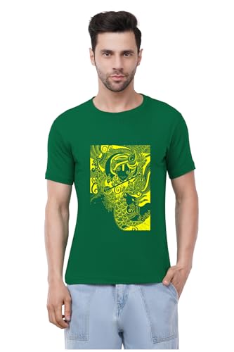 Image of Caseria Men's Cotton Printed T-Shirt -Krishna Kamadhenu | 100% Cotton | Half Sleeves | Regular Fit | Printed | Round Neck | Graphic T Shirt