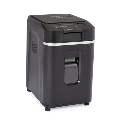 Amazon Basics 200-Sheet Auto Feed Cross Cut Paper Shredder with Pullout Basket, Black