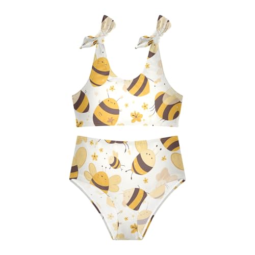 KLL Cute Bee Pattern Girl Two Piece Bikini Set Quick-Dry Swimsuits Swimming Suits Cute Shoulder Strap3