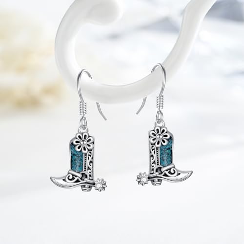 Western Earrings for Women 925 Sterling Silver Turquoise Western Country Dangle Drop Earrings Country Jewelry Gifts for Cowgirl Cowboy2