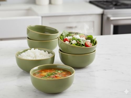 Image of Freakway Dinner Bowls, Green Ceramic, Set of 6