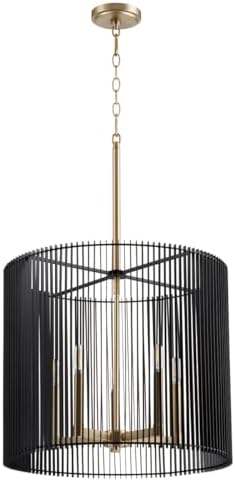 Quorum 819-5-80 Transitional Five Light Pendant from Finura Collection in Brass - Antique Finish,