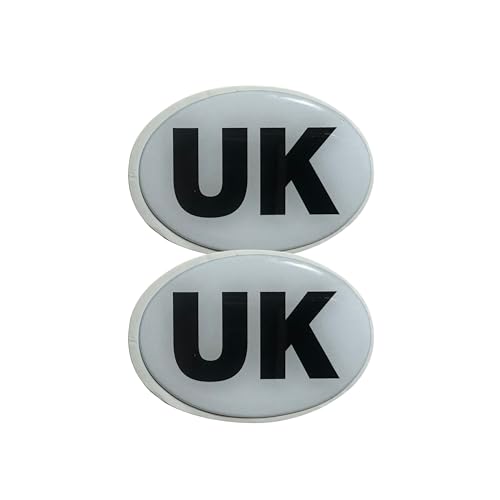 Tek Automotive Twin Pack UK Motorcycle Stickers – 3D Domed UK Motorbike Sticker for Driving Abroad – Oval Resin Badge with Self Adhesive Back – Legal UK Sticker for Europe & France – 7x5cm
