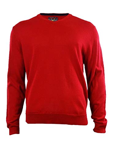 Club Room Men's Merino Wool Blend V-Neck Sweater (M, Cherry)