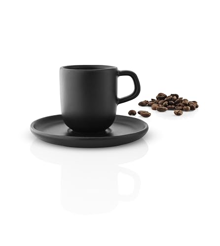 EVA SOLO | Nordic Küche Espressotasse mit Untertasse | Espressotasse in der richtigen Größe | 4er Set | Schwarz