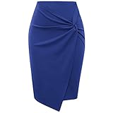  ORANDESIGNE Jupe Crayon Femme Moulante Business Taille Haute Sexy et Élégant Vintage Bodycon Droite A-Bleu XXL