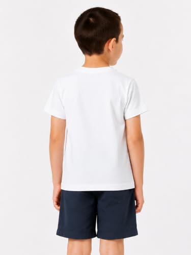 Image of LittleSpring Boys Girls T Shirt Rainbow Striped Cotton Crewneck Tees for Kids Fashion