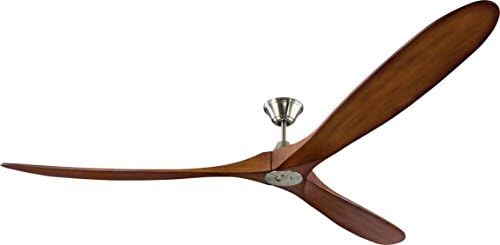 Monte Carlo 3MAVR88BSKOA Maverick Super Max Energy Star 88'' Outdoor Ceiling Fan with Remote Control, 3 Balsa Wood Blades, Brushed Steel