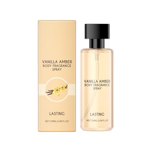 Amber Body Fragrance Spray, Eau de Toilette en spray, aroma fresco, aroma afrutado y persistente, perfume elegante, 50 ml HzN892 (beige, 3,6 x 11,6 cm)