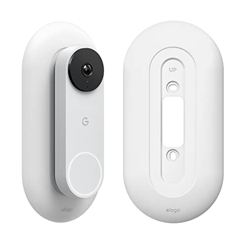 elago Mount Compatible with Google Nest Hello Video Doorbell Wall Plate (Wired, 2nd & 3rd Gen) - Doorbell Chimes, Perfect Color Match with Angle Wedge (Snow)