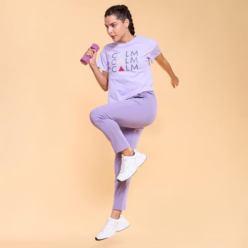 Image of Enamor Mid Rise 7 /8th Length Drawstring Closure Travel Pants for Women - Relaxed Fit, Quick Dry, Antimicrobial - E068