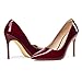 Elisabet Tang Women's High Heels Pumps Closed Pointed Toe Stiletto 4inch Heels Classic Office Special Dressy Wedding Pump Shoes Wine Red Patent 9