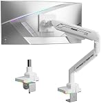 ETHU Ultrawide Monitor Arm, Heavy Duty Gas Spring Monitor Mount with Height Adjustment & Tilt, VESA Desk Mount with Dual Installation Options for 17-42 inch Screens up to 33lbs, White