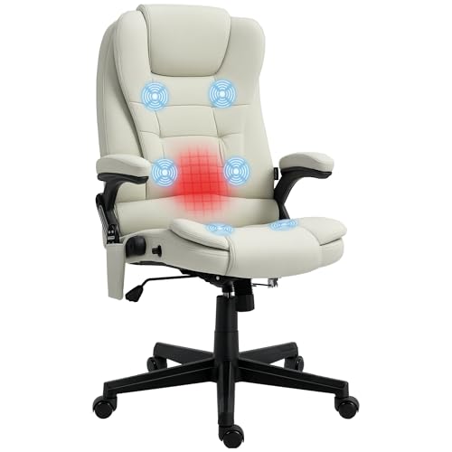 HOMCOM 6 Point Vibrating Massage Office Chair with Heat, Microfib...