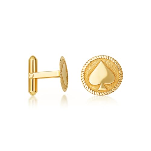 Gemelos redondos de oro amarillo 14k para hombre miniatura 4