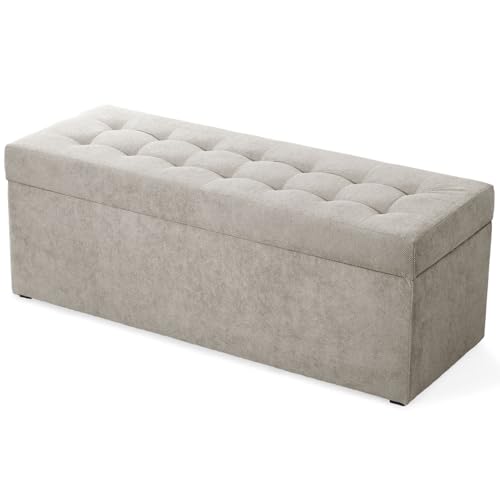 MG Design Polsterhocker 45 x 120 cm Grau mit Stauraum (ca. 140 l), Tragkraft bis zu 300 kg, ohne Montage und leicht zu reinigen, stabil – für Wohnzimmer, Schlafzimmer und Flur.