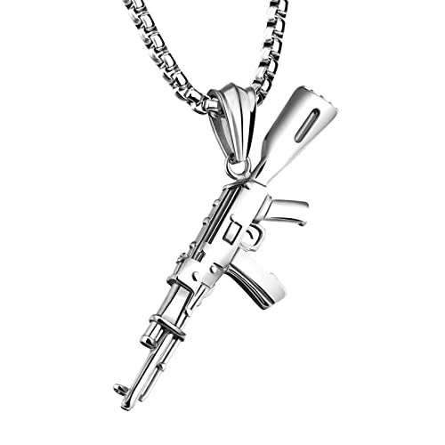Collier hip hop homme idée cadeau pendentif acier inoxydable chaîne 55cm