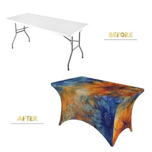 Nappe rectangulaire sans repassage stretch fleurs table 1,2m