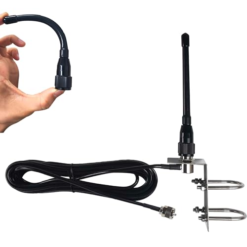 Marine VHF Radio Antenna Low-Profile 156-163MHz with 16ft RG58 Low-Loss Coaxial Cable & PL259 Connector for Boat Sailboat Yacht Waterproof