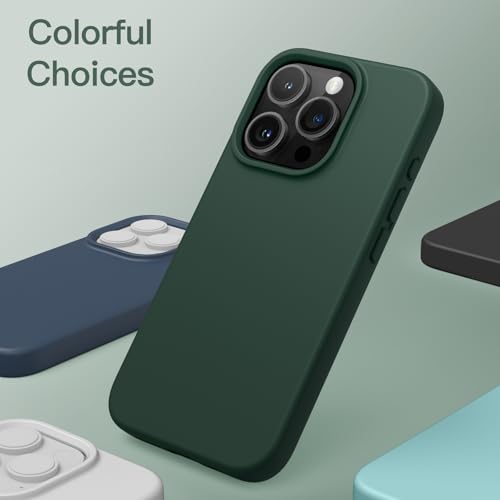 Image of JETech Silicone Cover Case for iPhone 15 Pro Max 6.7-Inch, Silky-Soft Touch Full-Body Protective Phone Case, Shockproof Cover (Midnight Green)