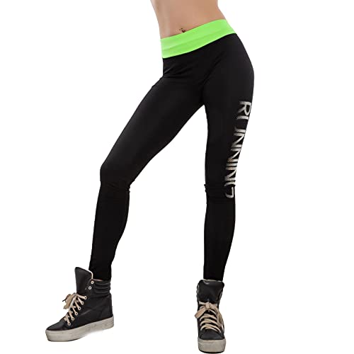 Mallas deportivas verde neón Toocool ajustadas y de alta visibilidad para mujer
