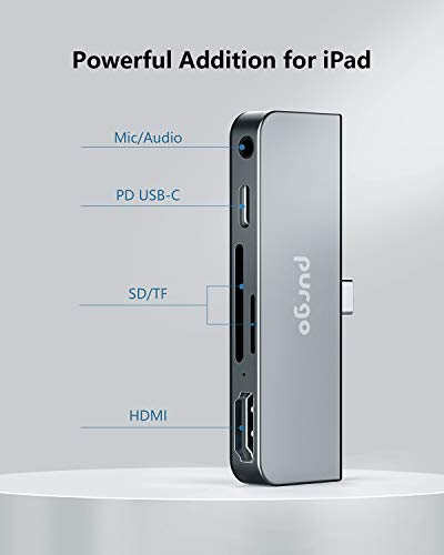 Ipad Pro Adapter, Usb C Hub Dongle Adapter For Ipad Pro 2020-2018 And Ipad Air, With 4K Hdmi, Usb-C Pd, 3.5Mm Audio Jack And Sd/Micro Card Reader, Compatible With Macbook Pro Air (Space Grey) #TOP1