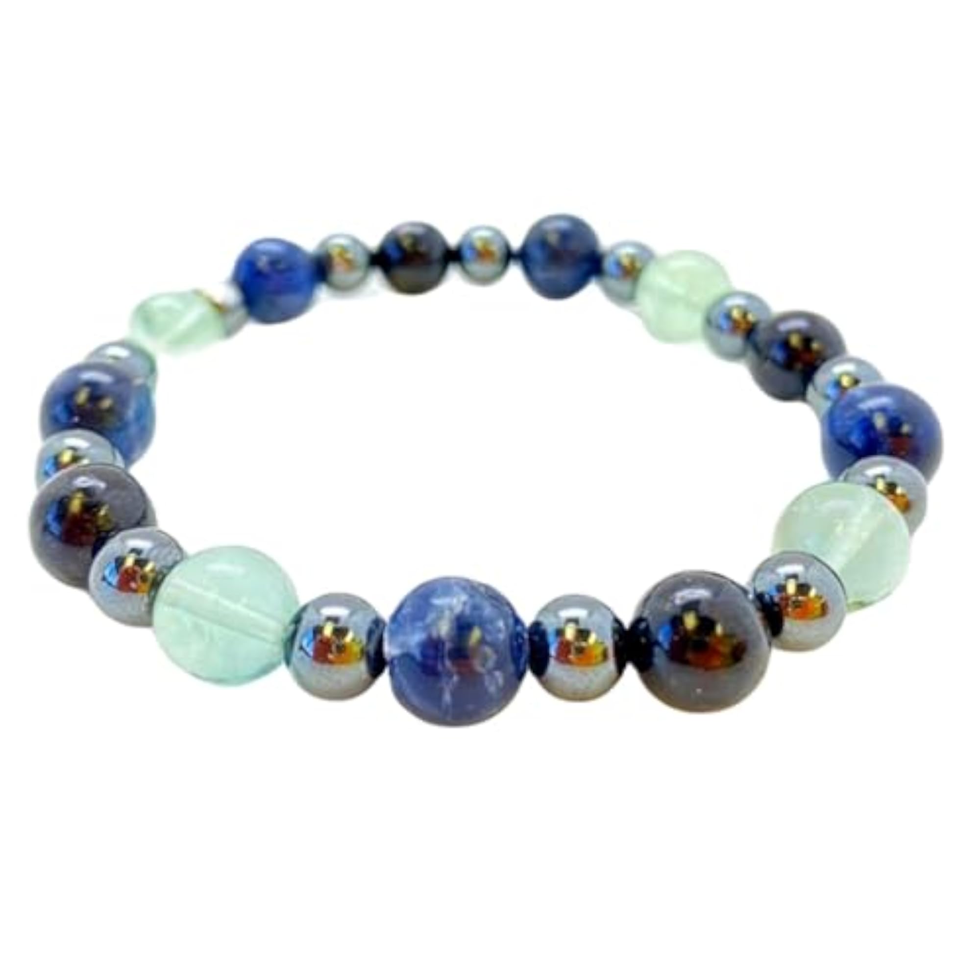 Natural Shungite, Sodalite, Hematite & Fluorite Stretchable Bracelet