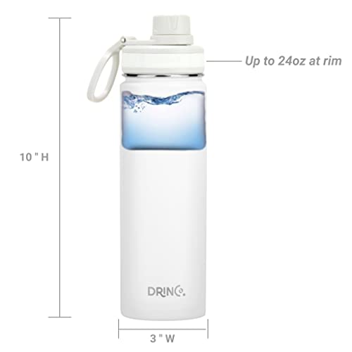 Image of Drinco Stainless Steel Water Bottle Spout Lid Vacuum Insulated Double Wall Water Bottle Wide Mouth Leak Proof Keep Cold Sport Camping Hiking (22oz Artic White)