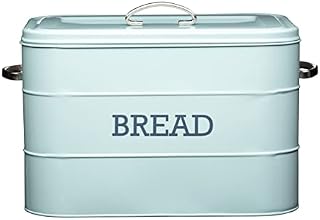 KitchenCraft Living Nostalgia Large Metal Bread Bin, 34 x 21.5 x 25 cm - Vintage Blue