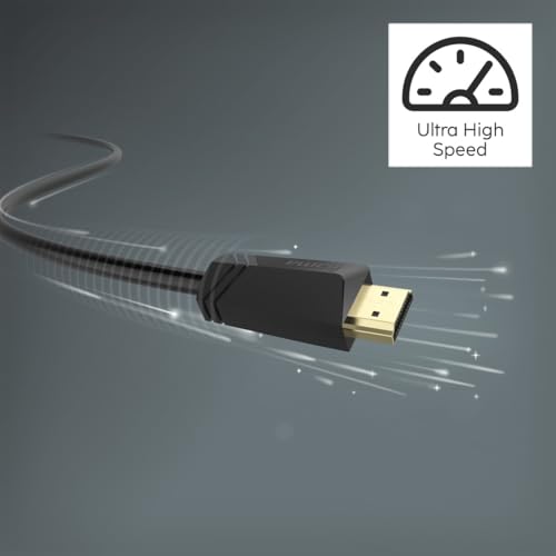 Cable HDMI con conectores dorados y blindaje de alta velocidad 4K 3