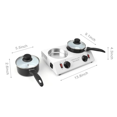 Double Pots Chocolate Melting Machine Constant Temperature Electric Tempering Pot for Melting Butter, Candy,Cheese 80W (Plug 110V) - Thumbnail 5