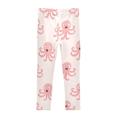 Pink Octopuse Girls Leggings,Workout Leggings for Girls Toddler Athletic Legging Size for 3-10T2