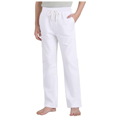 Pantalón genérico para jogging holgado, para niño, con cordón de sujeción cómodo, para niño, para niño, Blanco 2, 12  13 años