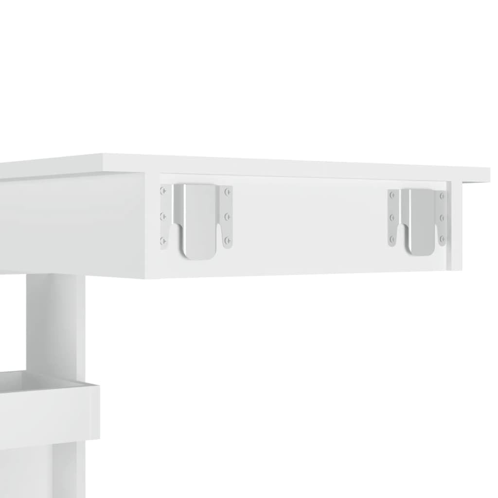 vidaXL Mesa de Bar de Pared Mesita de Comedor Alta Pub Barra Salón Cocina Restaurante Cafetería Muebles Madera Contrachapada Blanco 102x45x103,5cm