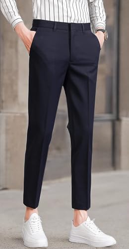 ESSYSHE Men’s Cropped Slim Fit Dress Pants Tapered Ankle Dress Pants Suit Pants2