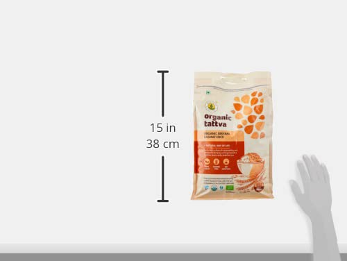 Image of Organic Tattva, Organic Biryani Basmati Gluten Free and Unpolished Rice, 5Kg (Pack of 3)